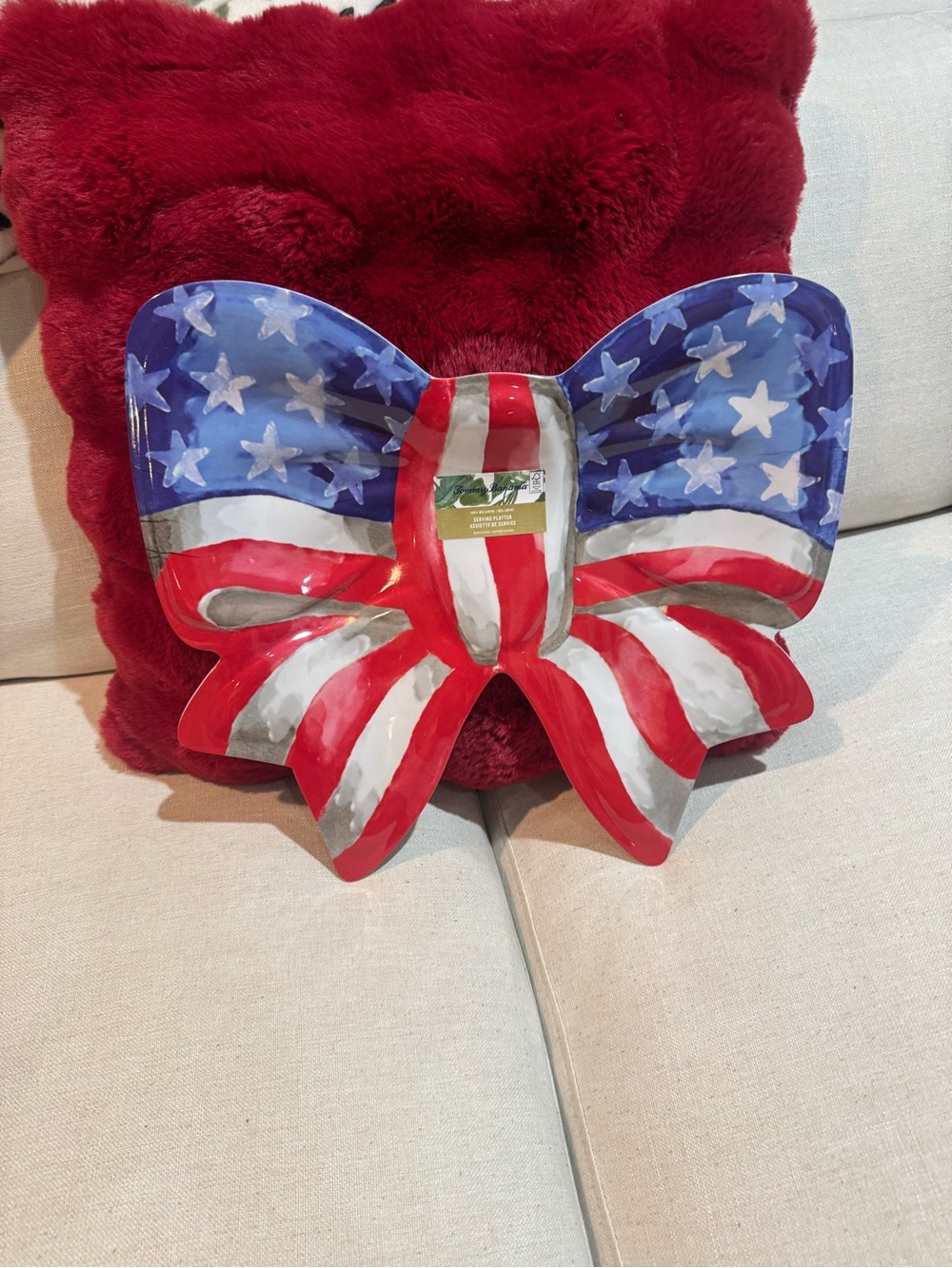TOMMY BAHAMA PATRIOTIC FLAG BOW MELAMINE SERVING PLATTER